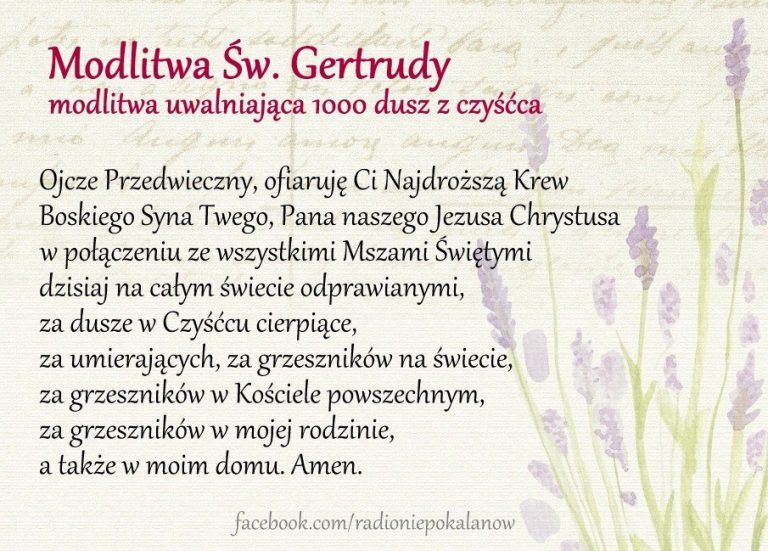 Modlitwa Św. Gertrudy uwalniająca 1000 dusz z czyśćca » Strona Parafii